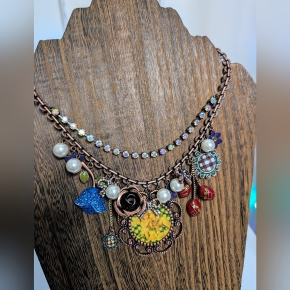 Betsey Johnson Jewelry - Rare vintage Betsy Johnson cherub girl lamb charm necklace copper tone